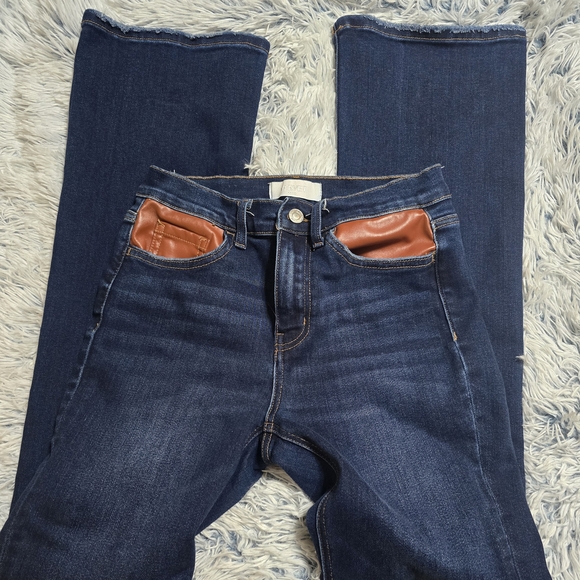 Women’s Dark Blue Jeans with Brown Pocket Trim - Picture 4 of 7